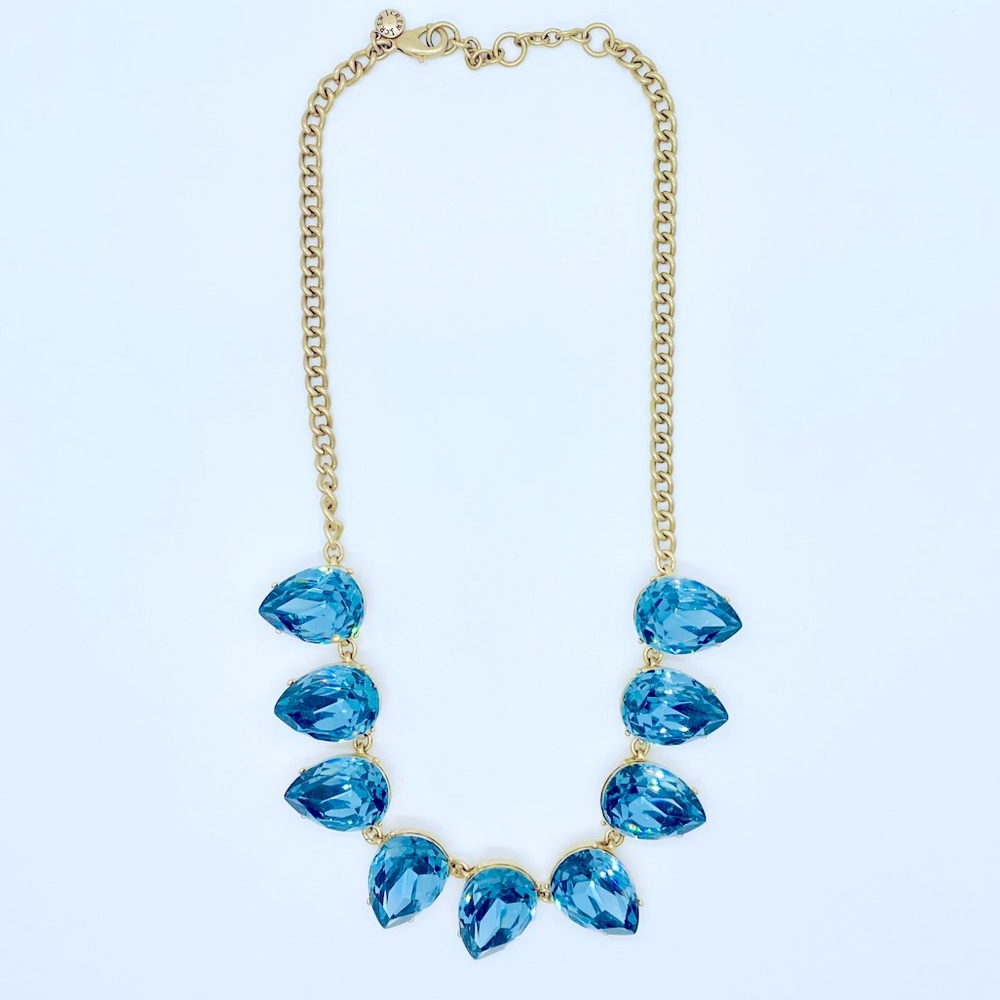 J. Crew Statement Necklace Blue Stone Teardrop